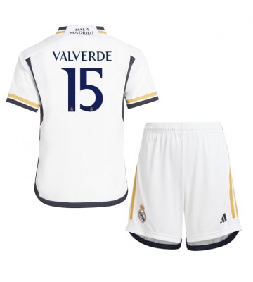 Real Madrid Federico Valverde #15 Koszulka Podstawowych Dziecięca 2023-24 Krótki Rękaw (+ Krótkie spodenki)